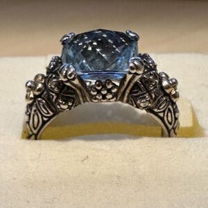Barbara Bixby Blue Topaz Sterling Silver / 18K Gold Ring Size 10